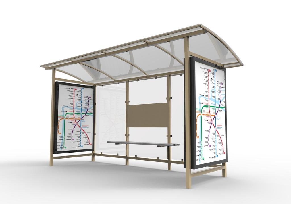 Остановочный павильон AA-1003 3000 х1900 х2500 полимерное бетонирование
